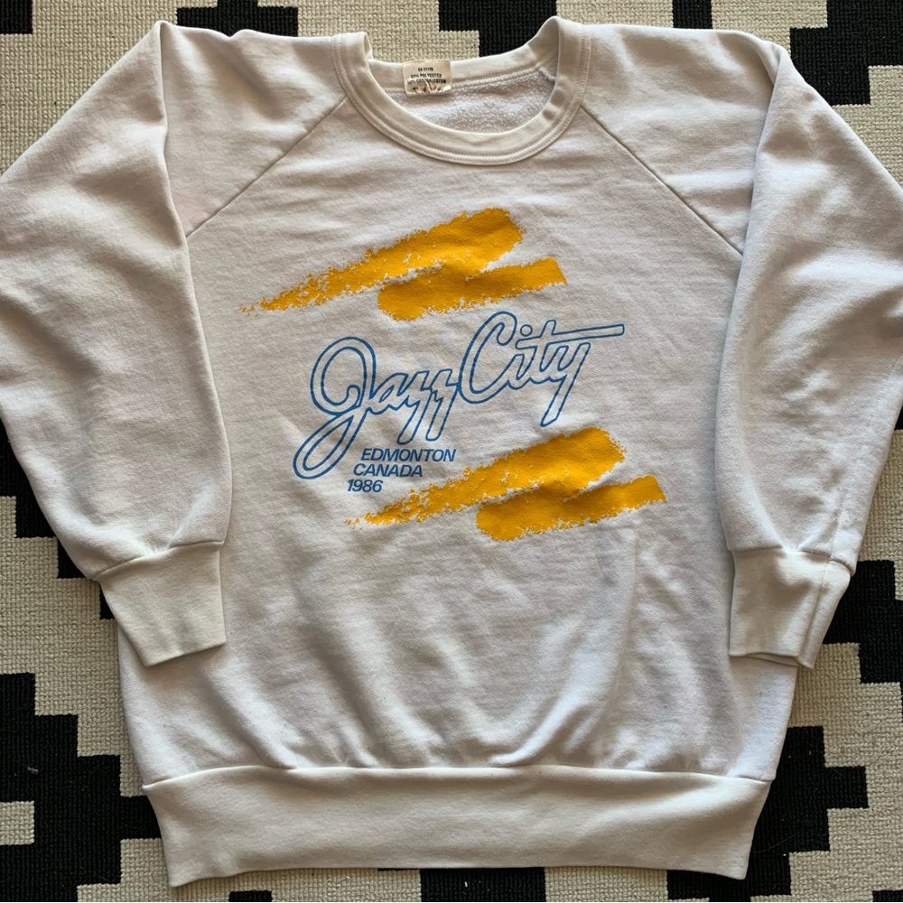 Vintage Jazz City Edmonton Graphic Crewneck Sweatshirt